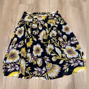 Ann Taylor Black Floral Circle Skirt with Yellow & Pink Blooms